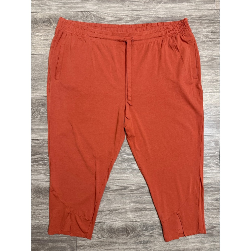 AnyBody Cozy Knit Cropped Jogger Pants 3X Rust Orange Tulip Hem Women Comfort